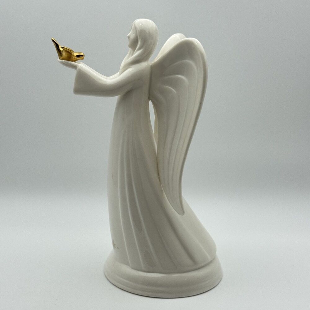 Gund Porcelain Angel Figurine Gold Star Christmas Religious w/14k Gold Accents